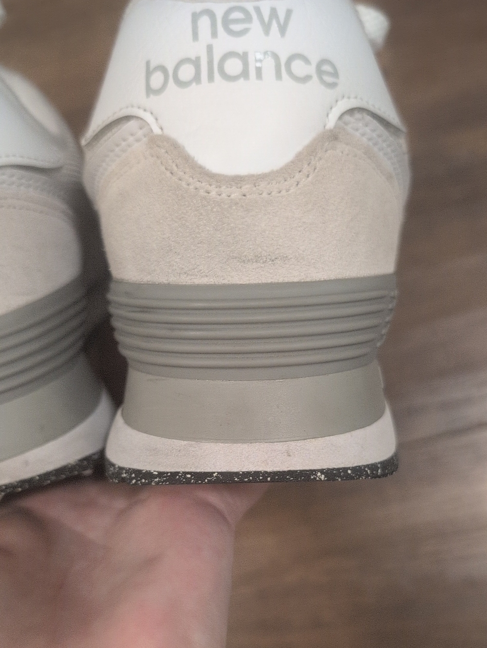 New Balance 574 Classic Women's Athletic Sneakers in Light Gray and White - Picture 7 of 8